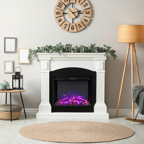 26 Inch Recessed Electric Fireplace with Adjustable Flame Brightness