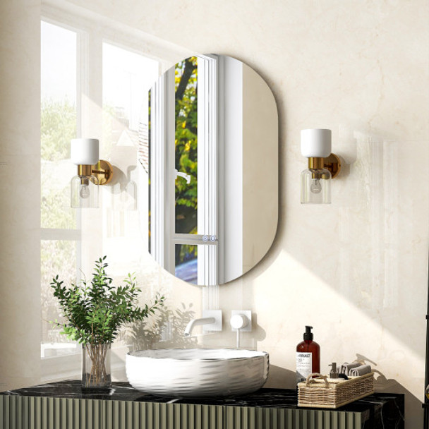 Oval LED Wall Mirror Backlit Dimmable Bathroom Wall Mounted Mirror