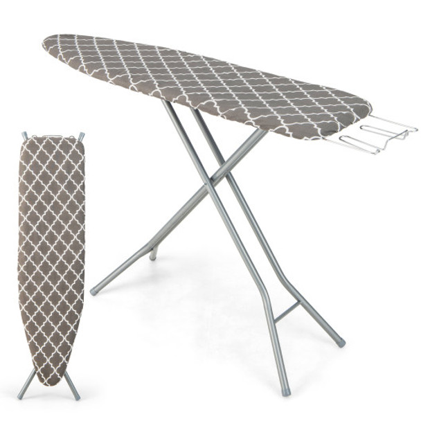 60 x 15 Inch Foldable Ironing Board with Iron Rest Extra Cotton Cover-Gray