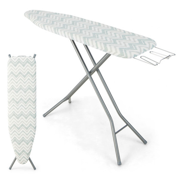 60 x 15 Inch Foldable Ironing Board with Iron Rest Extra Cotton Cover-White