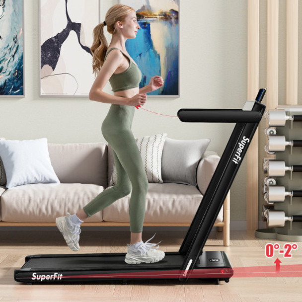 2.25HP Folding Treadmill with Dual LED Display and Remote Control-Black
