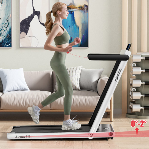 2.25HP Folding Treadmill with Dual LED Display and Remote Control-White