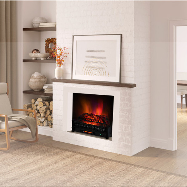 26 Inches Infrared Quartz Electric Fireplace with Realistic Pinewood Ember Bed