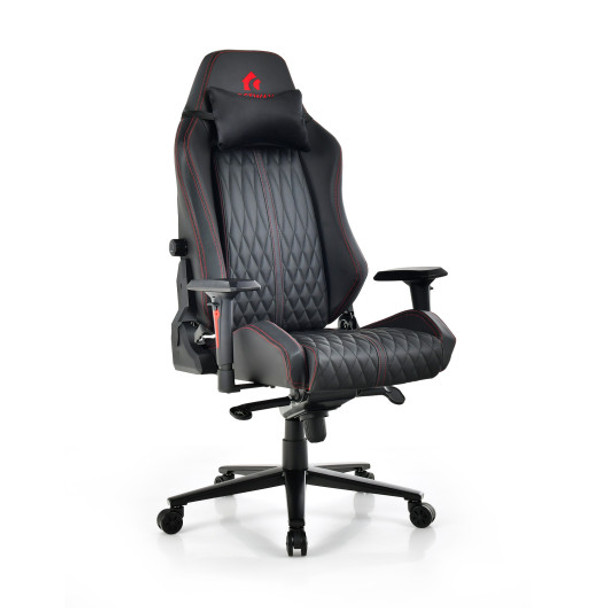 Adjustable Gaming Chair with Gas Lift 4D Armrest and Lumbar Support-Black