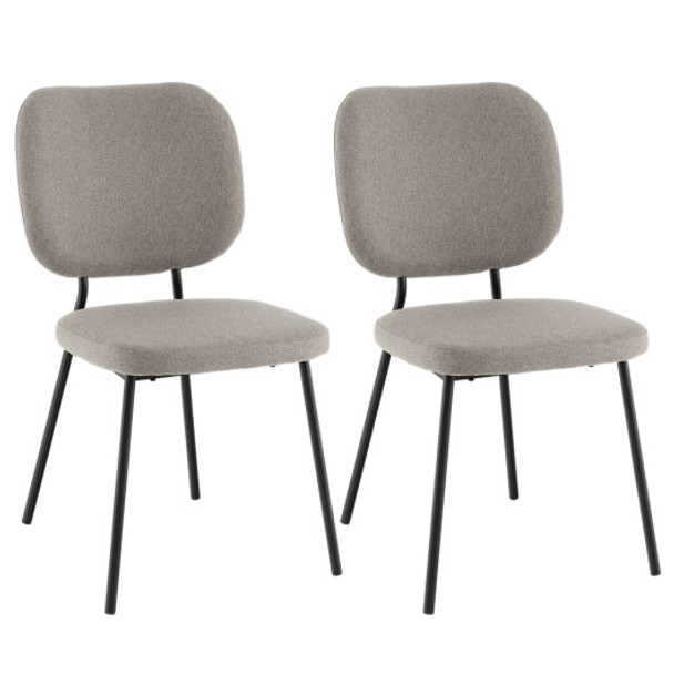 Set of 2 Modern Armless Dining Chairs with Linen Fabric-Gray