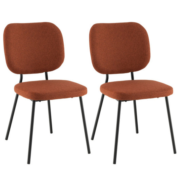 Set of 2 Modern Armless Dining Chairs with Linen Fabric-Orange