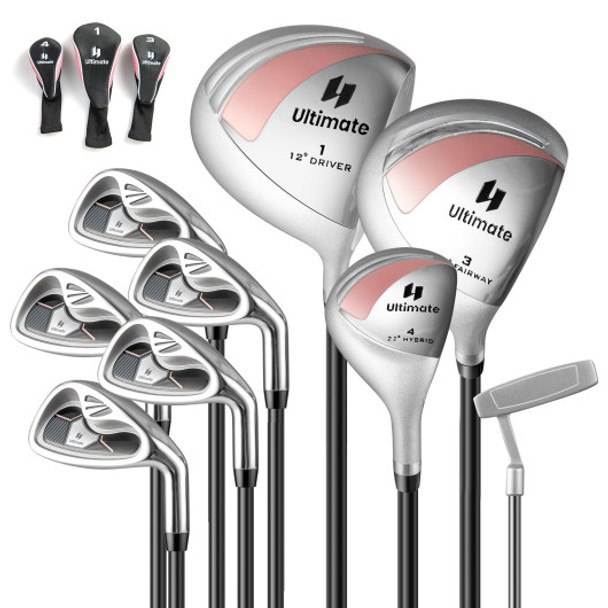 Women's 9 Pieces Complete Golf Club Set-Pink