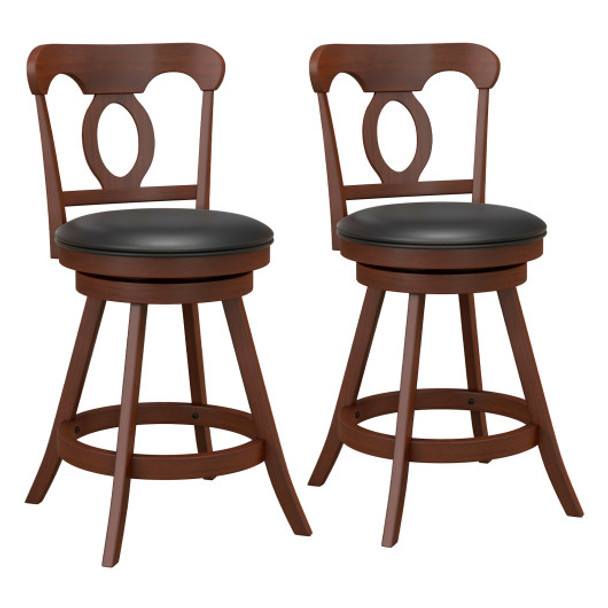 Set of 2 24 Inch Swivel Bar Stools with Footrest-24 inches