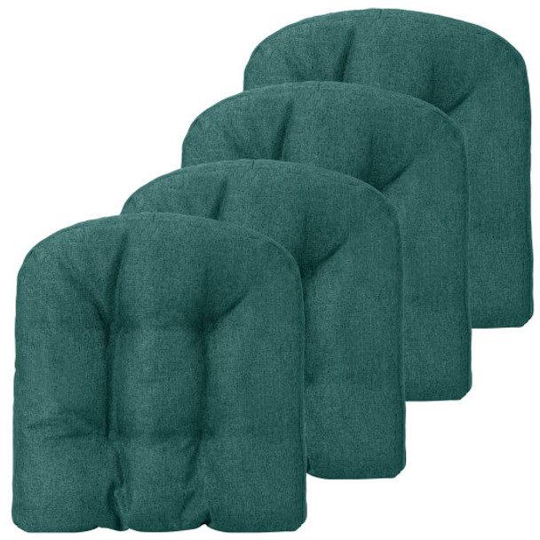 4 Pack 17.5" x 17" U-Shaped Chair Pads with Polyester Cover-Green