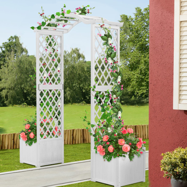 Garden Arbor with Planter-White