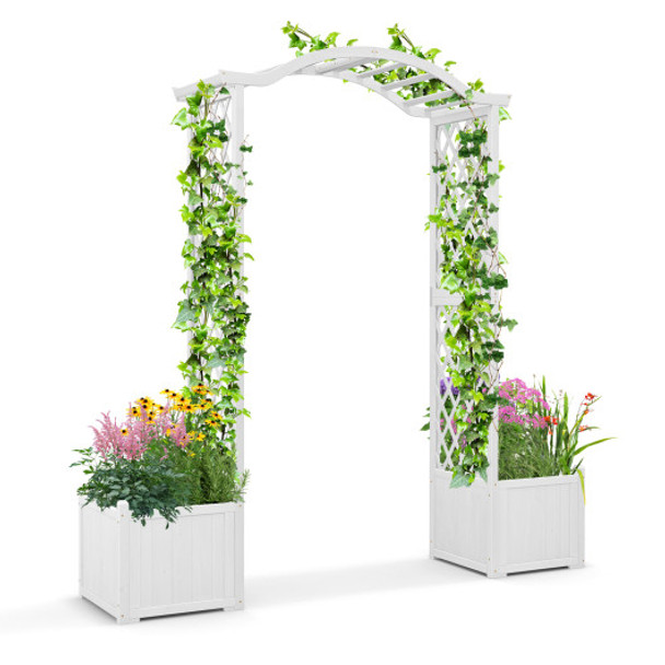 Garden Arbor with Planter-White