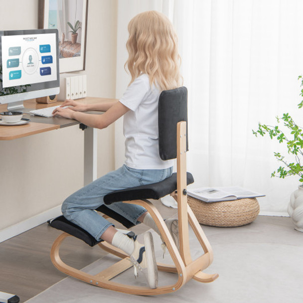 Ergonomic Kneeling Chair with Padded Backrest and Seat-Black