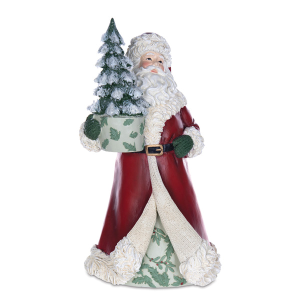 Santa Figurine with Lantern and Pine Tree (Set of 2) - 86033