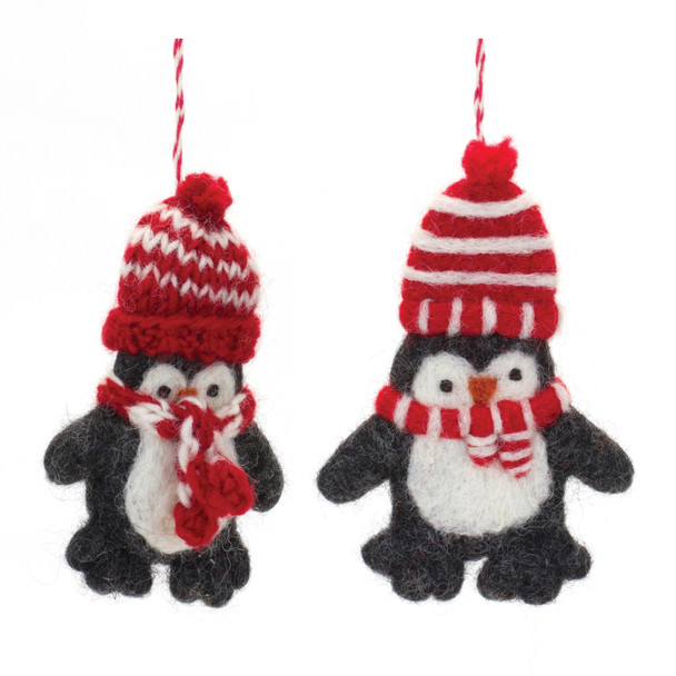 Felt Wool Penguin Ornament (Set of 6) - 86198