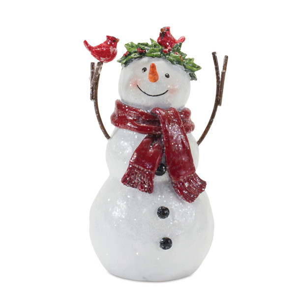 Snowman Figurine with Cardinal Accents (Set of 2) - 86213