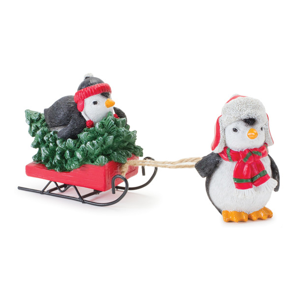 Playful Penguins with Sled Figurine (Set of 2) - 86432