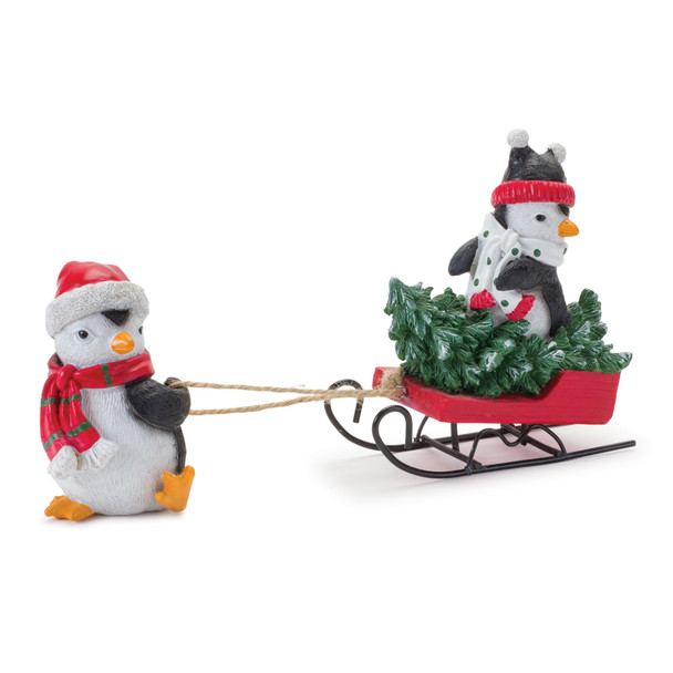 Playful Penguins with Sled Figurine (Set of 2) - 86432