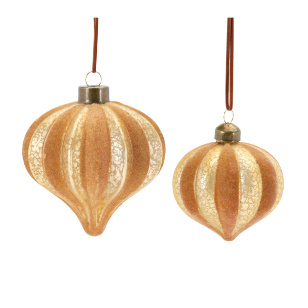 Ribbed Glass Onion Ornament (Set of 12) - 86434