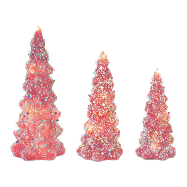 LED Tree with Rainbow Pearl Ornaments (Set of 3) - 86444