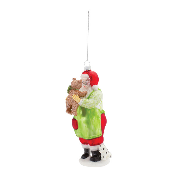 Glass Santa with Teddy Bear Ornament (Set of 6) - 86446