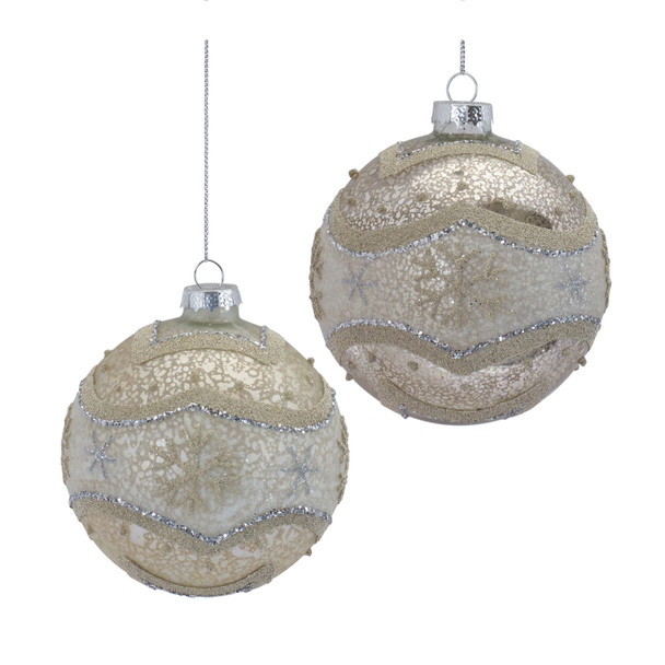 Snowflake Mercury Glass Ball Ornament (Set of 6) - 86463