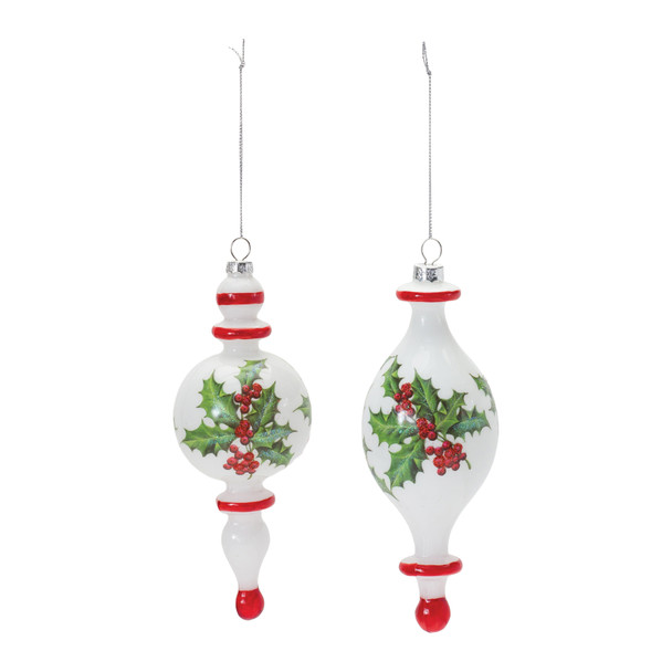 Holly Finial Drop Ornament (Set of 6) - 86471