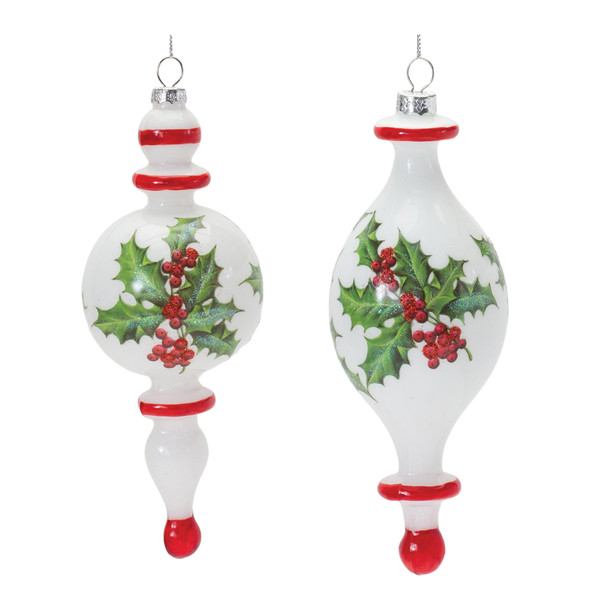 Holly Finial Drop Ornament (Set of 6) - 86471