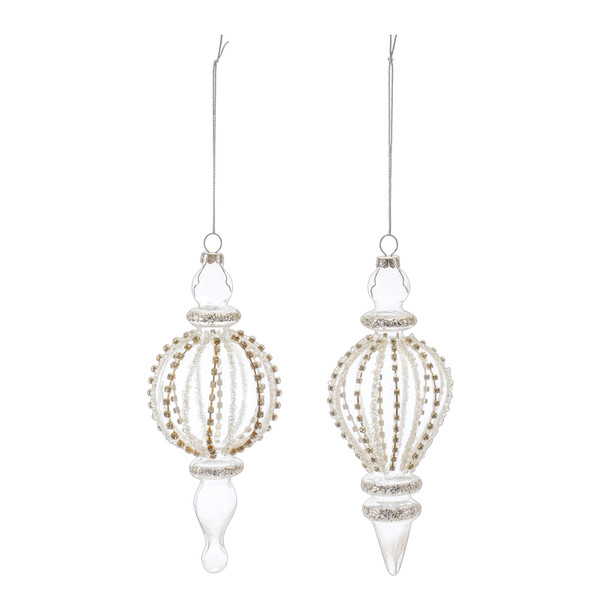 Jeweled Glass Finial Drop Ornament (Set of 6) - 86484