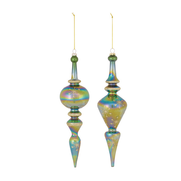 Irredescent Glass Finial Drop Ornament (Set of 6) - 86491