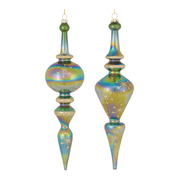 Irredescent Glass Finial Drop Ornament (Set of 6) - 86491