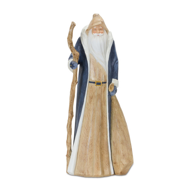 Rustic Santa Statue with Staff 15.75"H - 86543
