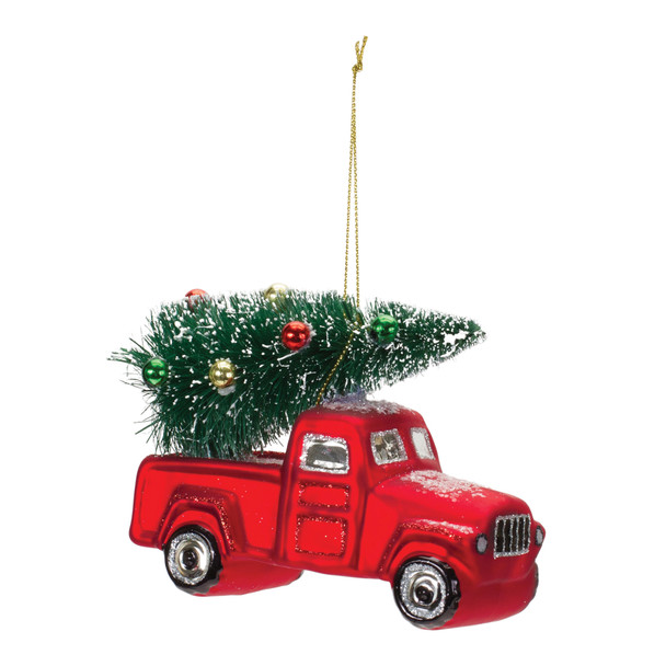 Glittered Glass Pickup Truck Ornament (Set of 6) - 86567