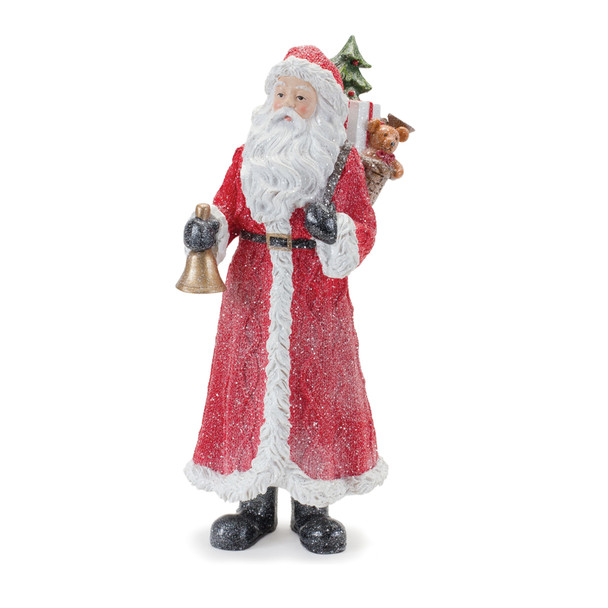 Glitter Santa Figurine with Pine Accent (Set of 3) - 86584