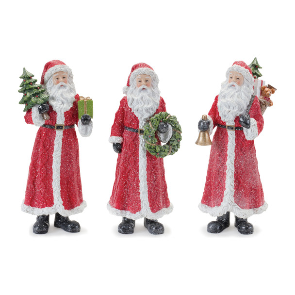 Glitter Santa Figurine with Pine Accent (Set of 3) - 86584