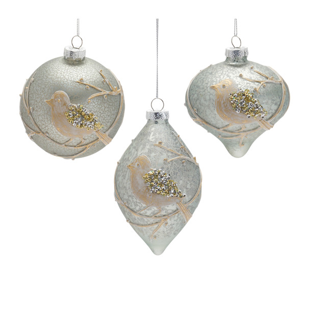 Beaded Glass Bird Ornament (Set of 6) - 86610