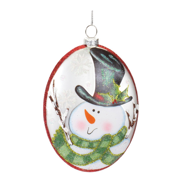 Glass Snowman Disc Ornament (Set of 12) - 86621