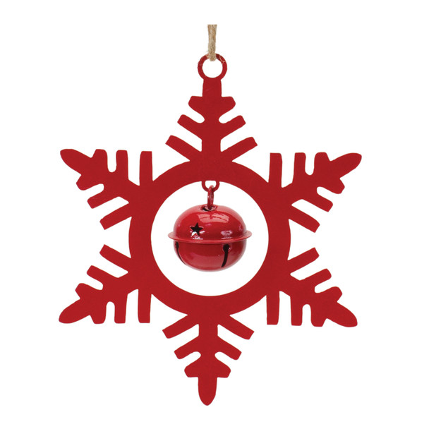 Metal Snowflake with Bell Ornament (Set of 12) - 86622