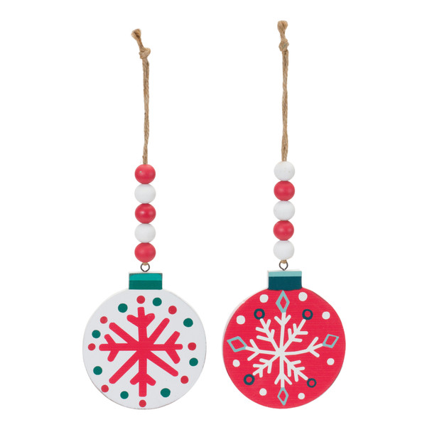 Wood Beaded Snowflake Ornament (Set of 12) - 86667