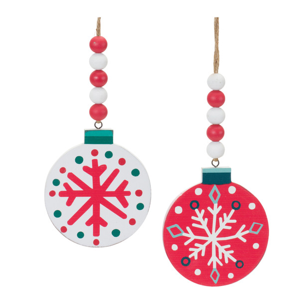 Wood Beaded Snowflake Ornament (Set of 12) - 86667