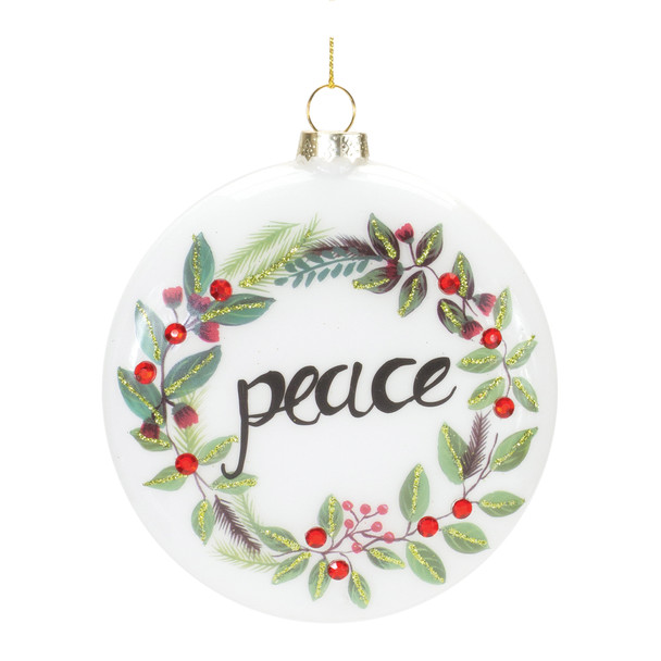 Peace and Noel Wreath Disc Ornament (Set of 12) - 86725