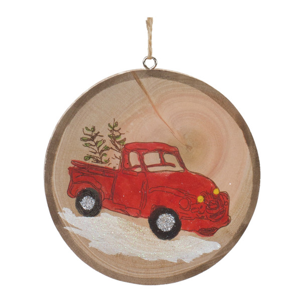 Wood Farm Tree Disc Ornament (Set of 12) - 86743