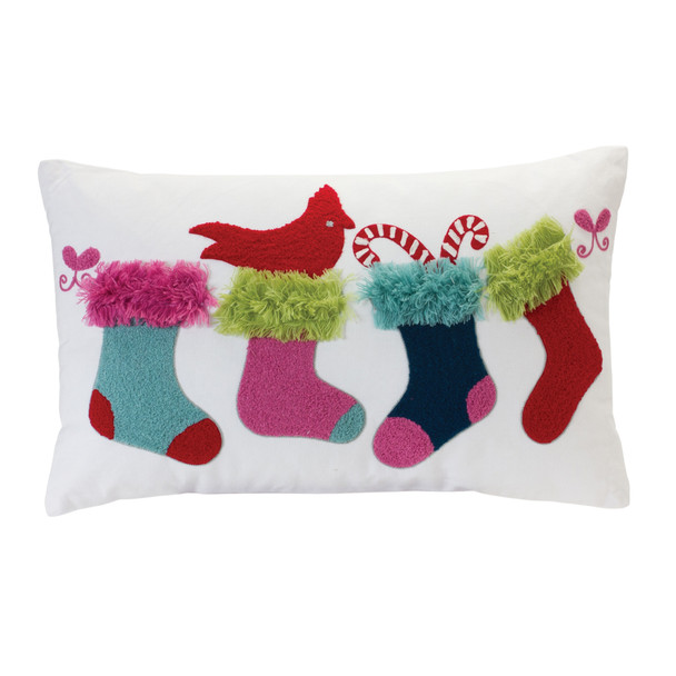 Colorful Stocking Holiday Pillow 19.5"L - 86757