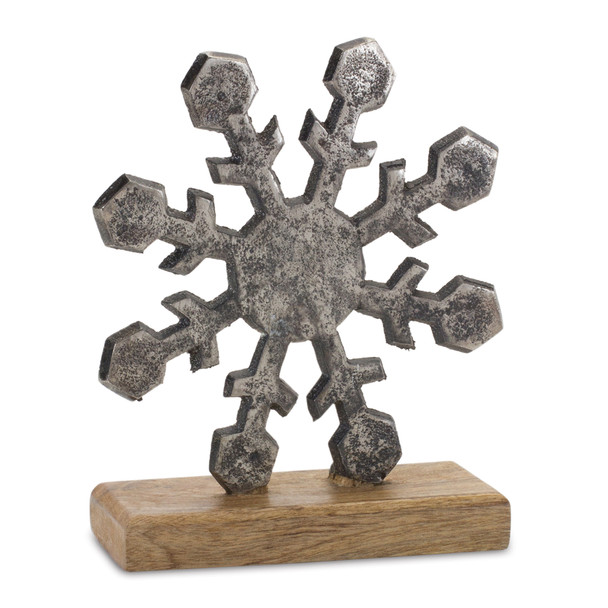 Metal Snowflake on Wood Base (Set of 6) - 86777