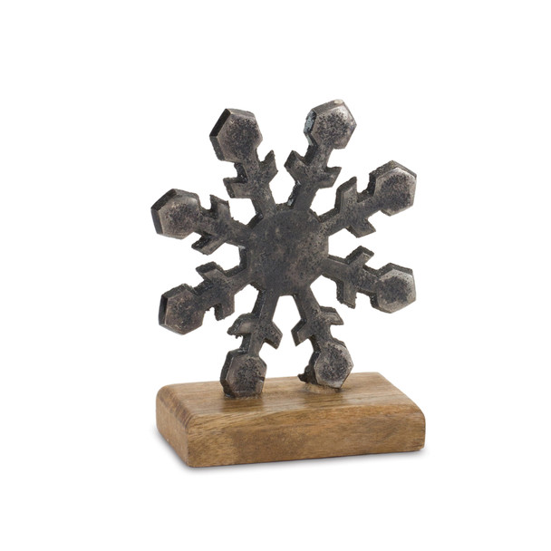 Metal Snowflake on Wood Base (Set of 6) - 86777