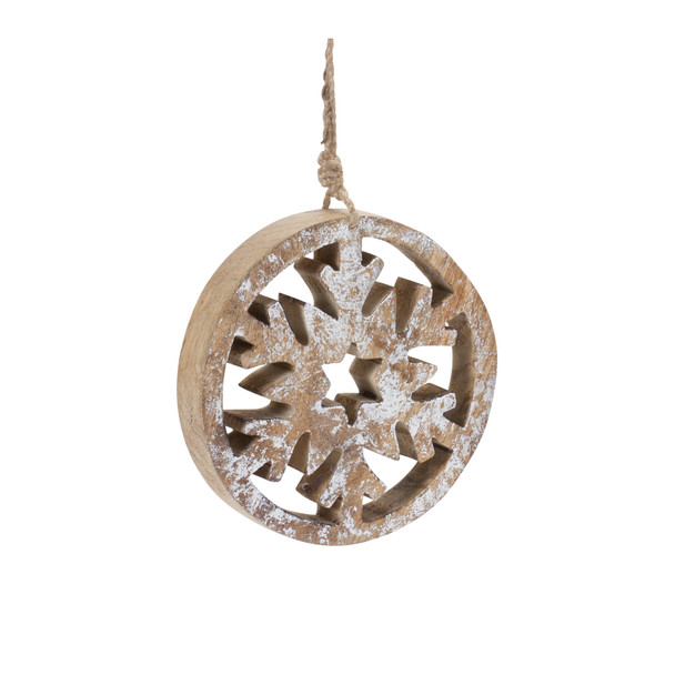 Wood Cut Out Snowflake Ornament (Set of 12) - 86782