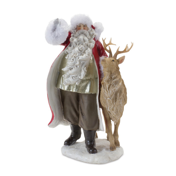 Santa Figurine with Reindeer 12"H - 86810