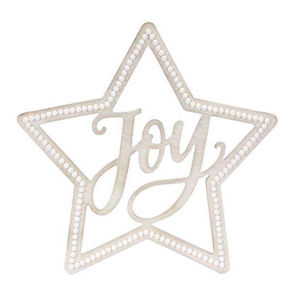 Beaded Wood Star with Joy Sentiment (Set of 2) - 86823