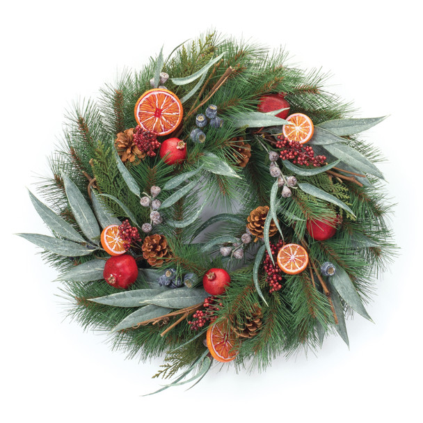 Mixed Pine Fruit Wreath 21"D - 86842