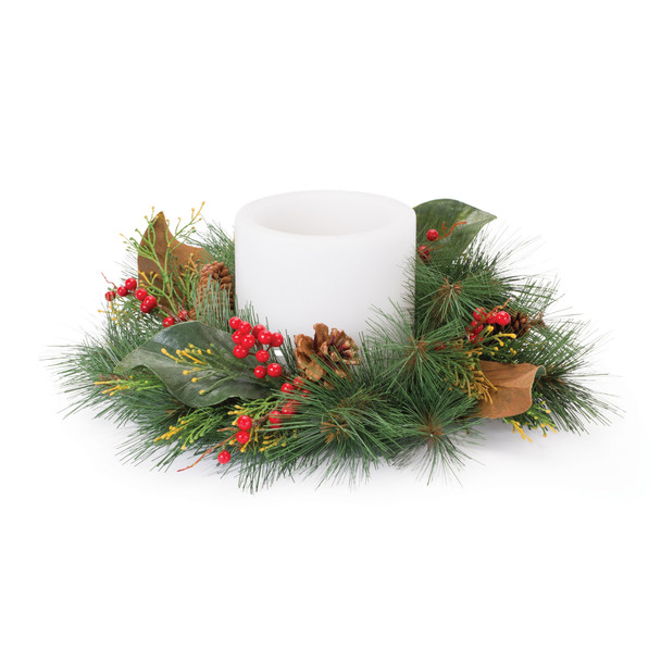 Mixed Pine and Magnolia Candle Ring (Set of 2) - 86850