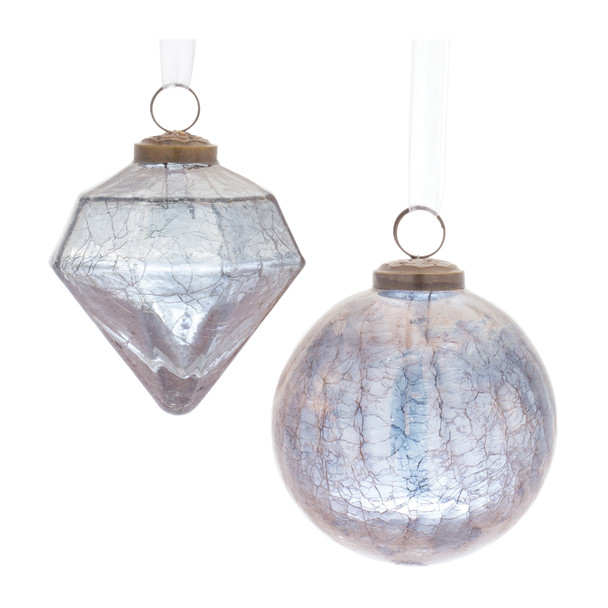Blue Crackle Glass Ornament (Set of 6) - 86876